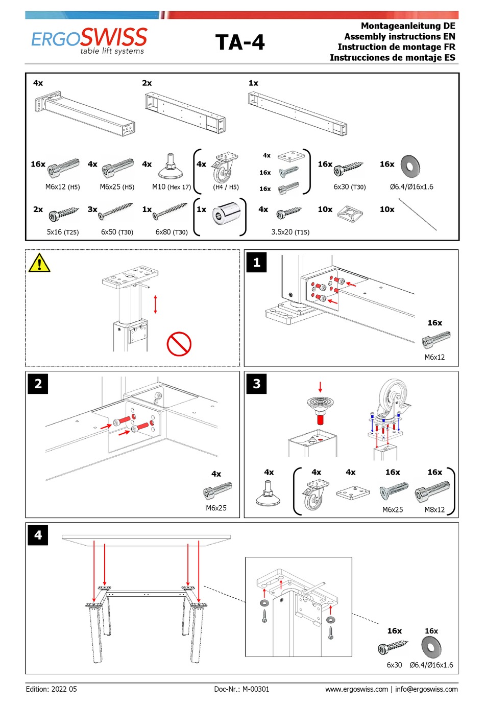 ERGOSWISS TA4 ASSEMBLY INSTRUCTIONS Pdf Download ManualsLib
