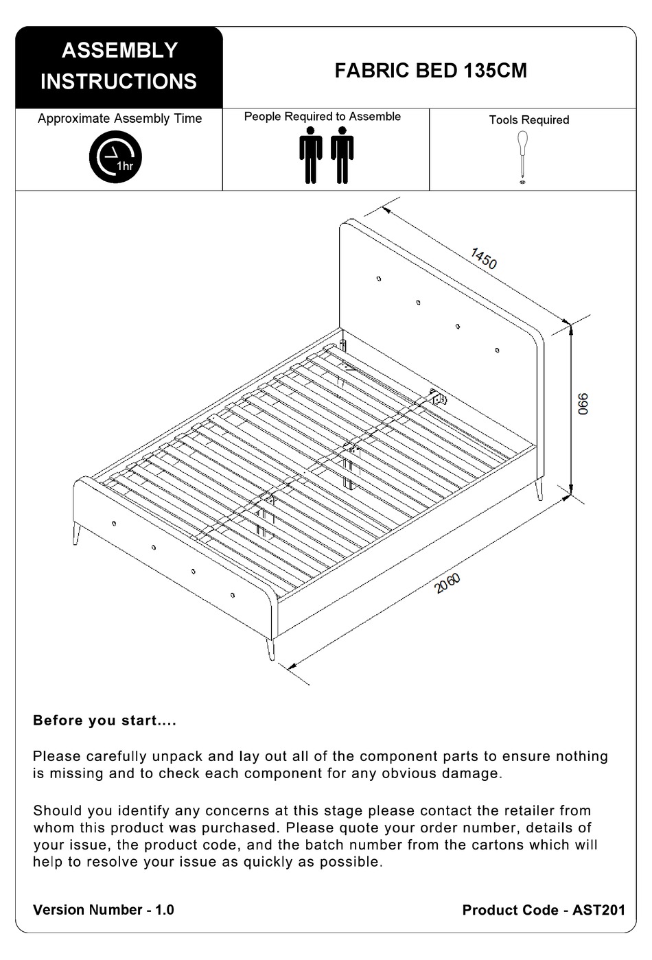 JULIAN BOWEN ASTRID AST201 ASSEMBLY INSTRUCTIONS MANUAL Pdf Download ManualsLib