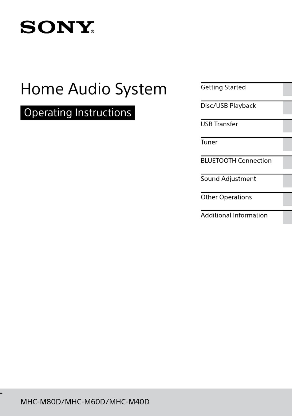 SONY MHCM40D OPERATING INSTRUCTIONS MANUAL Pdf Download ManualsLib