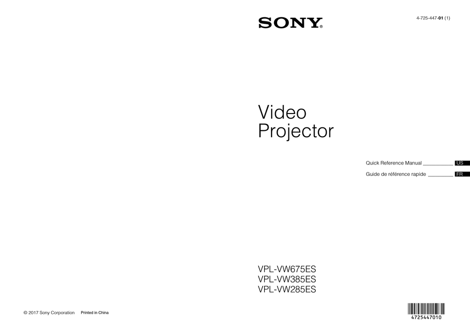 SONY VPLVW675ES QUICK REFERENCE MANUAL Pdf Download ManualsLib