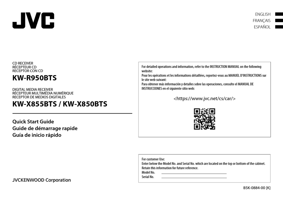 JVC KW-X855BTS QUICK START MANUAL Pdf Download | ManualsLib