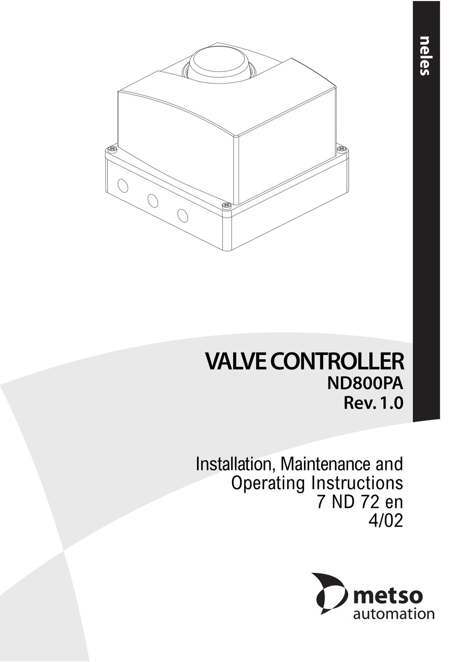 NELES ND800PA INSTALLATION MAINTENANCE AND OPERATING INSTRUCTIONS Pdf