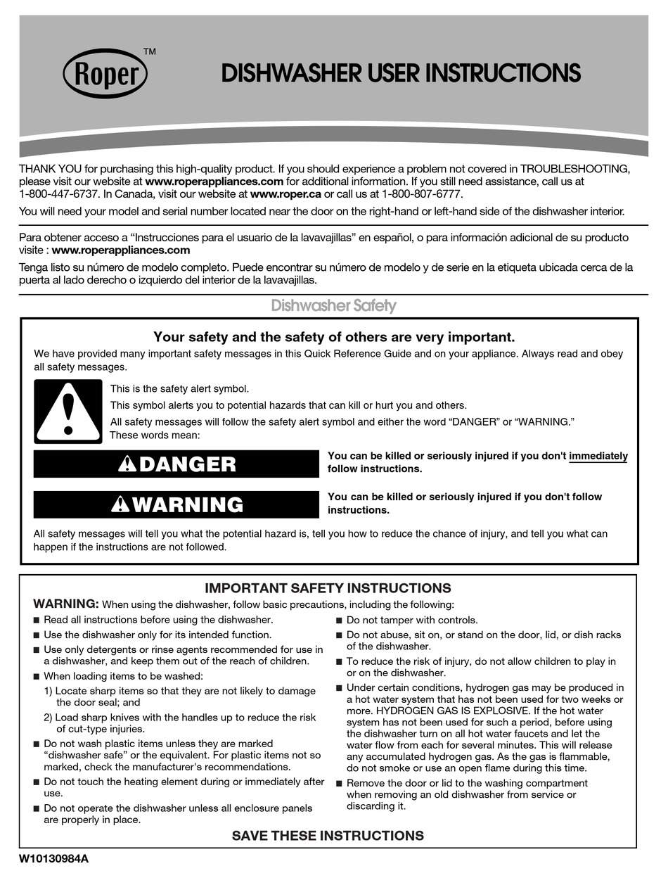 ROPER RUD4500MB2 USER INSTRUCTIONS Pdf Download ManualsLib