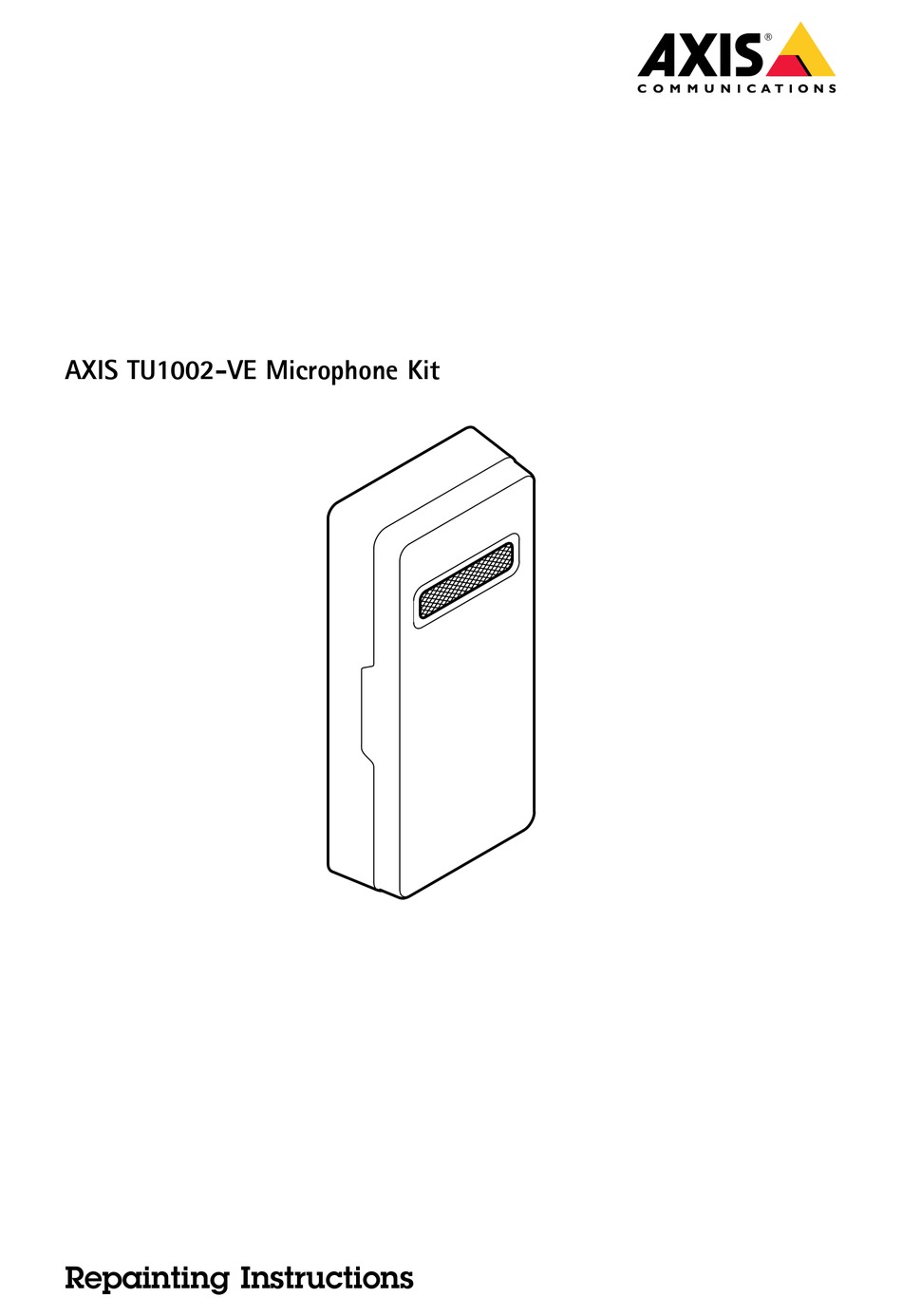 AXIS TU1002VE REPAINTING INSTRUCTIONS Pdf Download ManualsLib