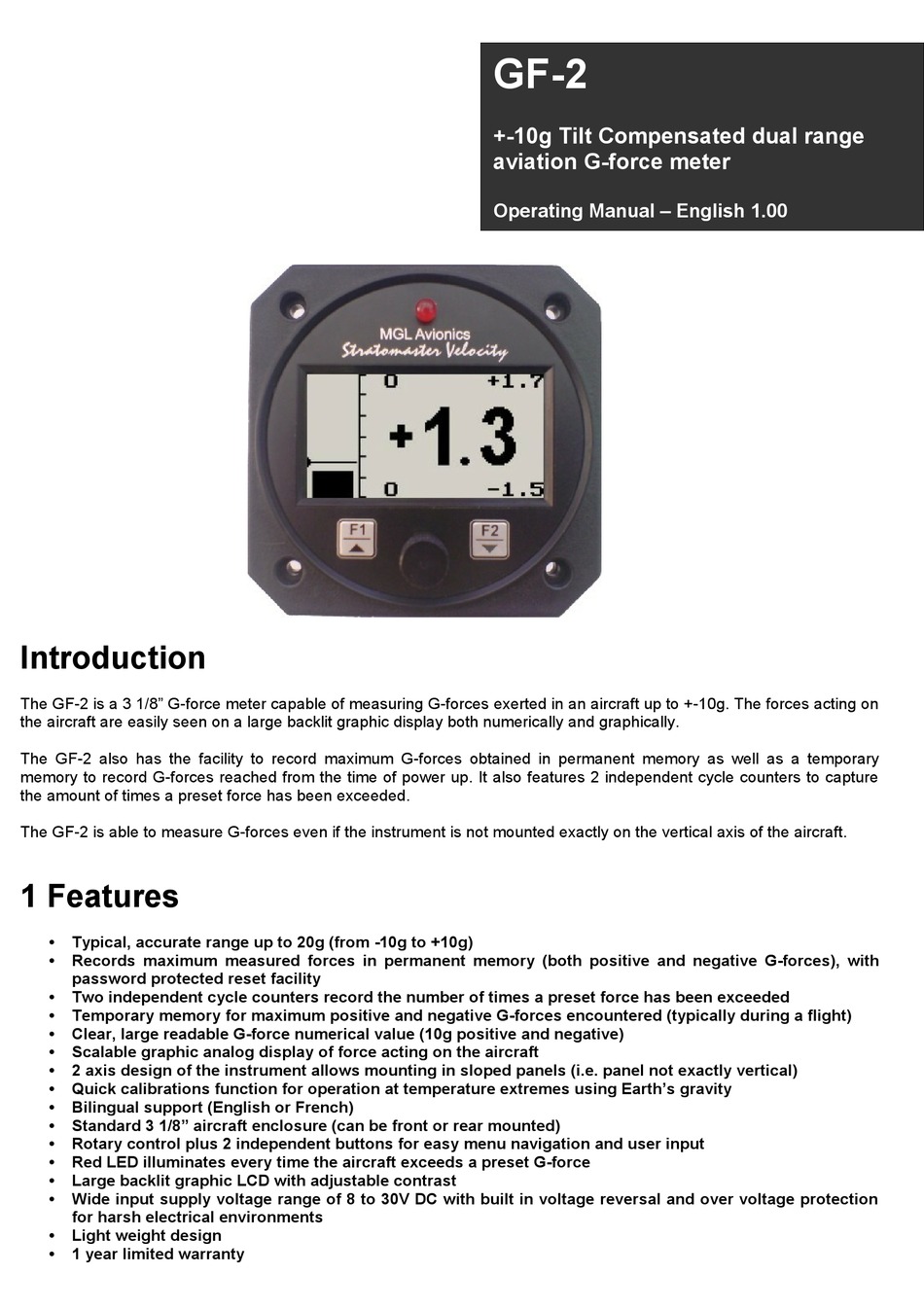 MGL AVIONICS GF2 OPERATING MANUAL Pdf Download ManualsLib