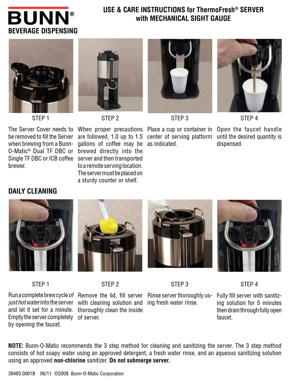 BUNN THERMOFRESH USE & CARE INSTRUCTIONS Pdf Download | ManualsLib
