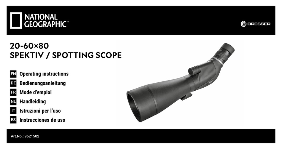 BRESSER NATIONAL GEOGRAPHIC ADVENTURER OPERATING INSTRUCTIONS MANUAL