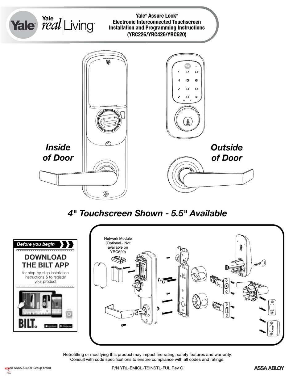 Yale assure lock yrc226 installation and programming instructions pdf 