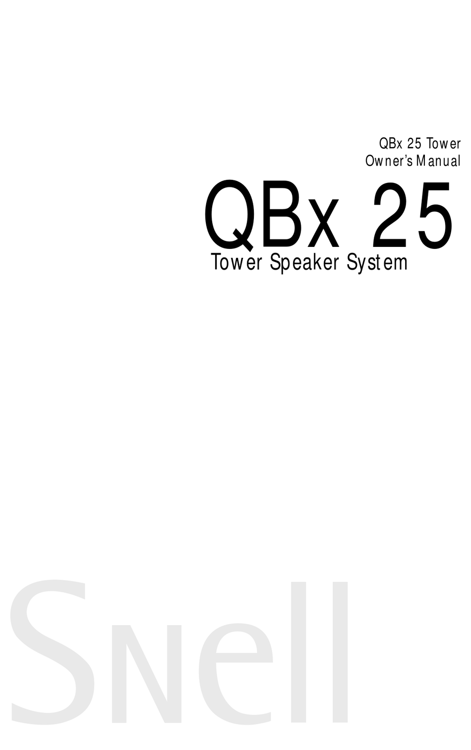 SNELL QB 25 SERIES OWNER'S MANUAL Pdf Download ManualsLib