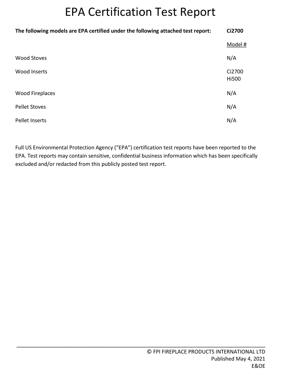 FPI CI2700 MANUAL Pdf Download ManualsLib