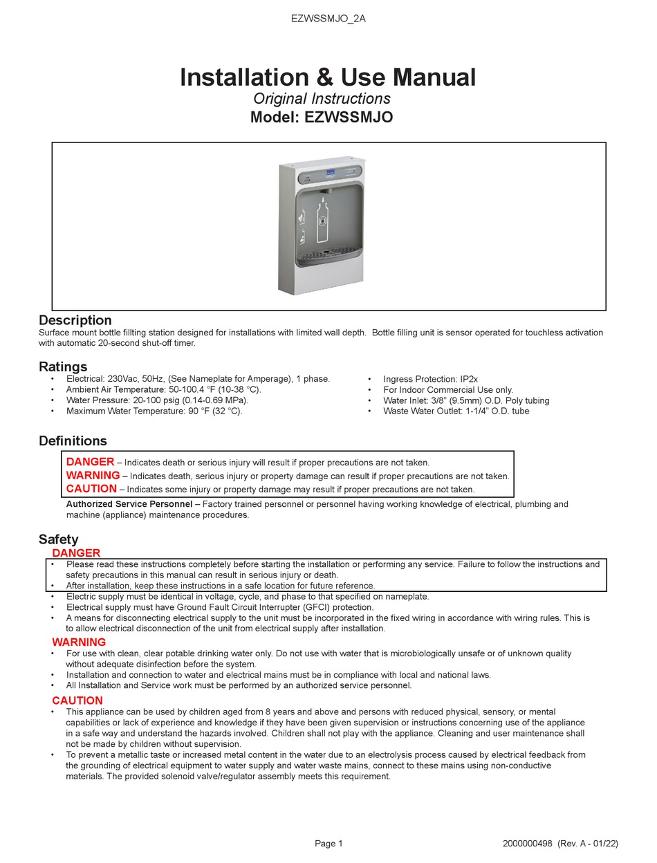 ELKAY EZWSSMJO INSTALLATION & USE MANUAL Pdf Download ManualsLib