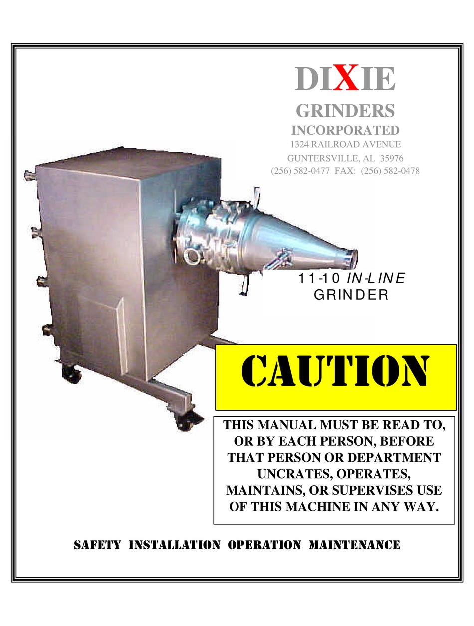DIXIE GRINDERS 1110 MANUAL Pdf Download ManualsLib