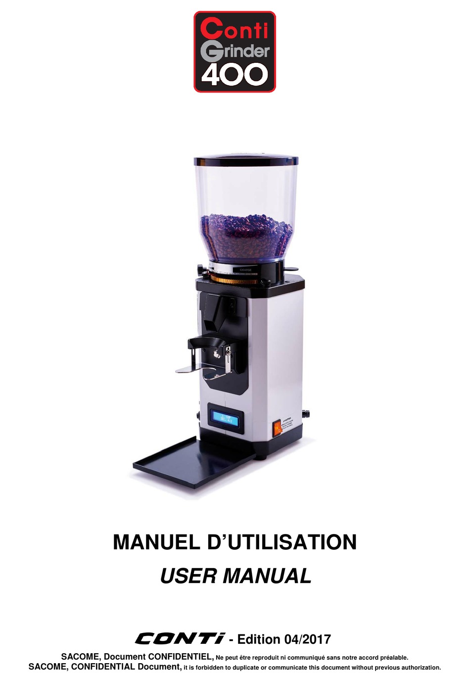 CONTI GRINDER 400 USER MANUAL Pdf Download ManualsLib