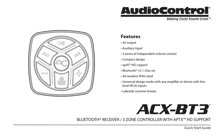 AUDIOCONTROL ACXBT3 QUICK START MANUAL Pdf Download ManualsLib