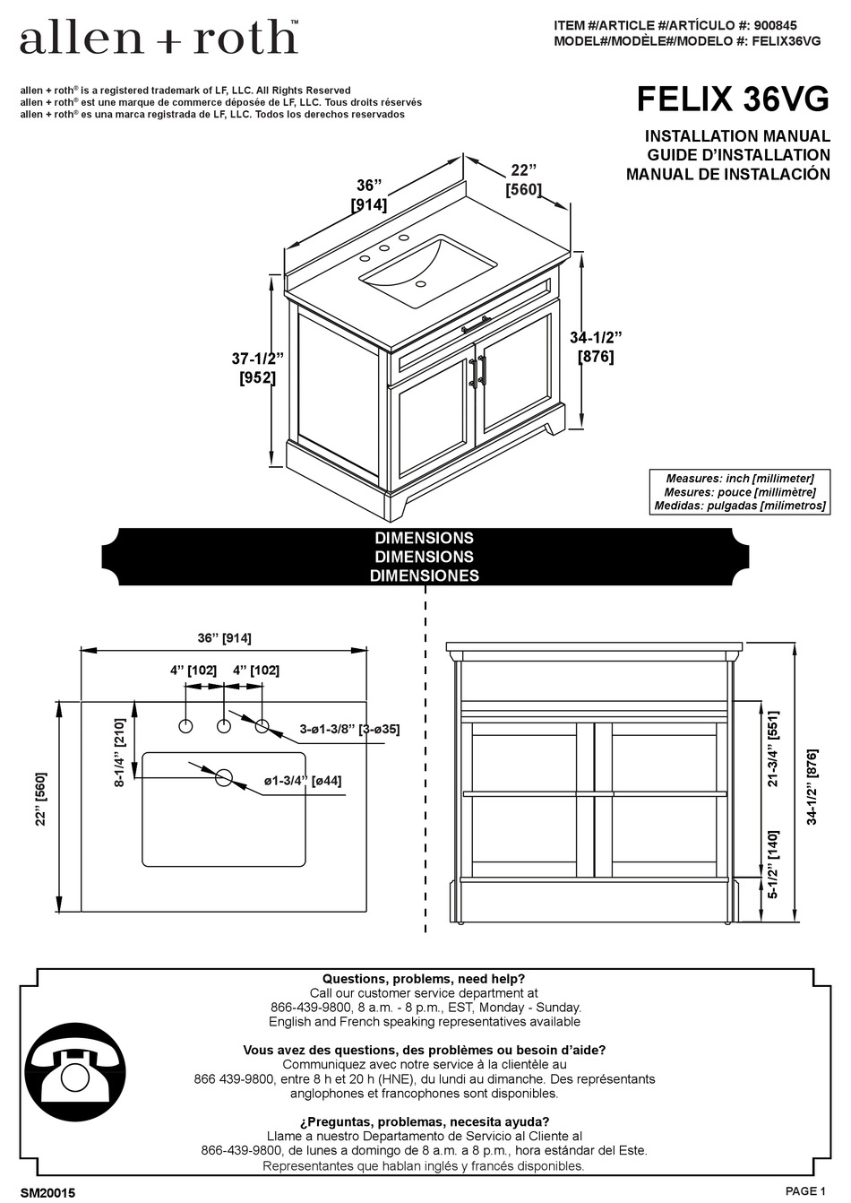 ALLEN + ROTH FELIX 36VG INSTALLATION MANUAL Pdf Download ManualsLib