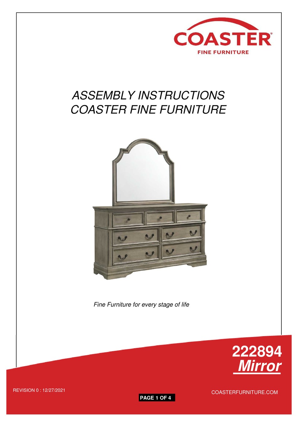 COASTER 222894 ASSEMBLY INSTRUCTIONS Pdf Download ManualsLib