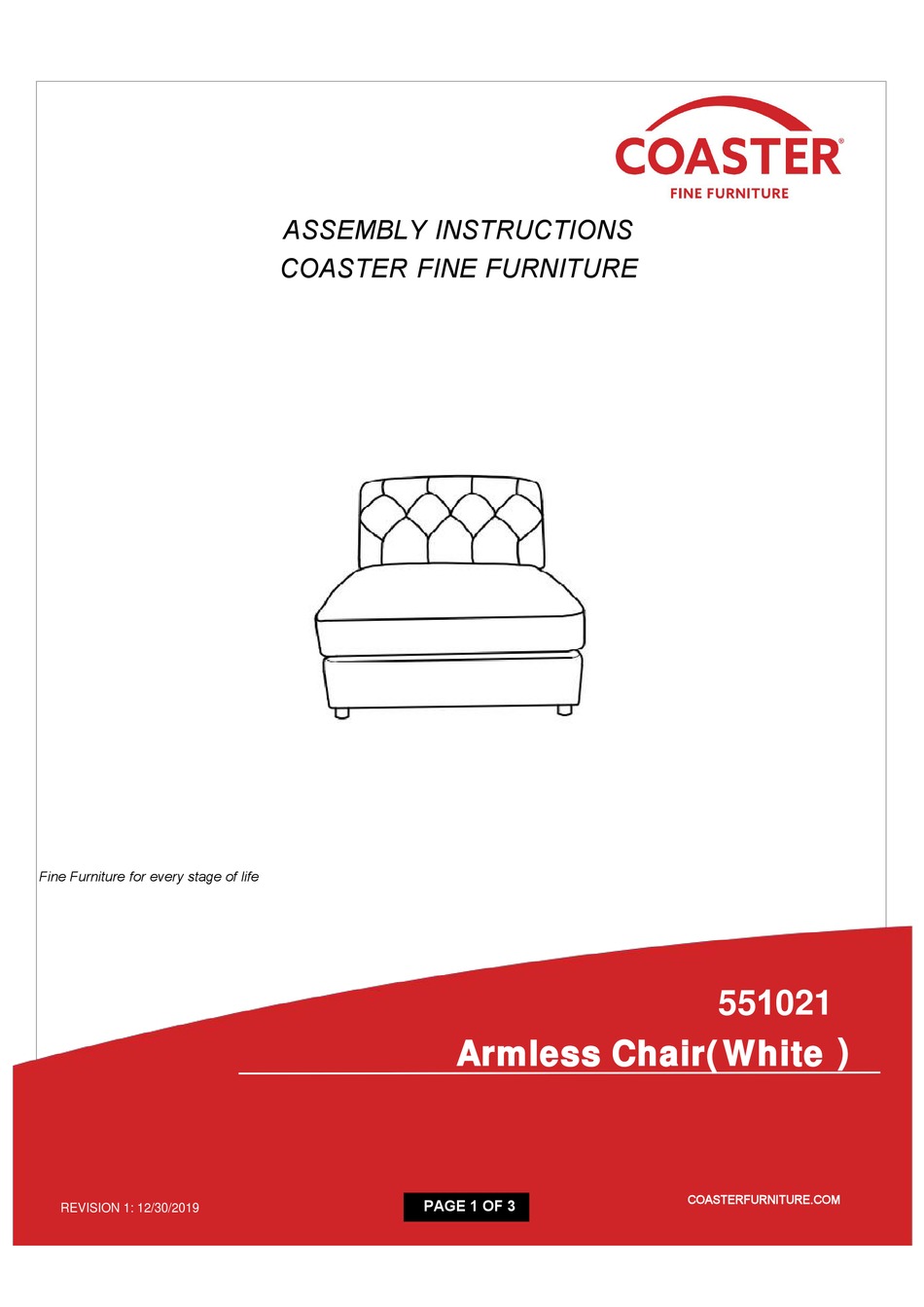 COASTER 551021 ASSEMBLY INSTRUCTIONS Pdf Download ManualsLib
