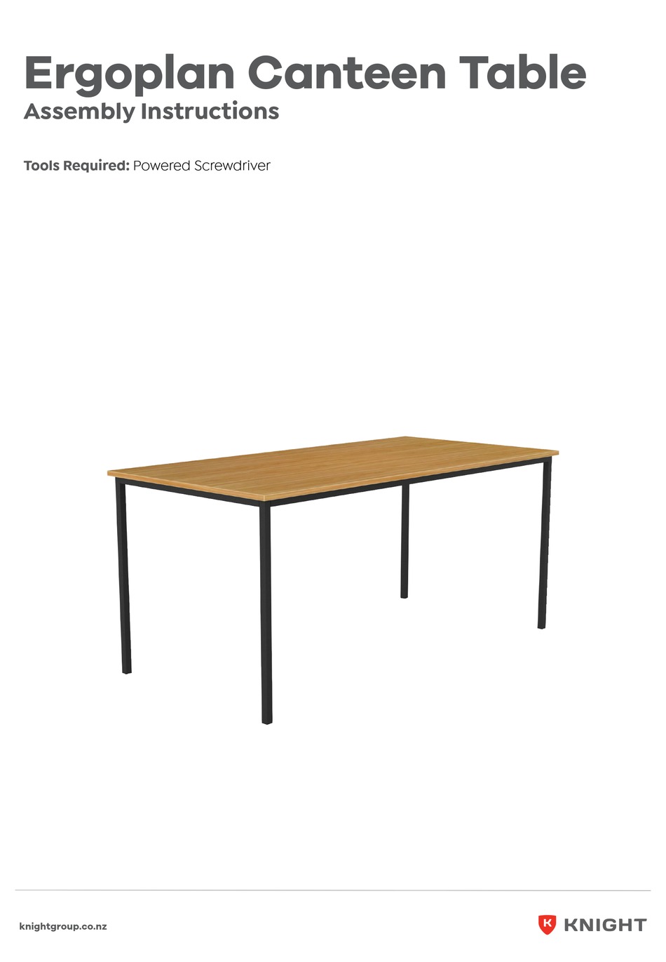 KNIGHT ERGOPLAN CANTEEN TABLE ASSEMBLY INSTRUCTIONS MANUAL Pdf Download