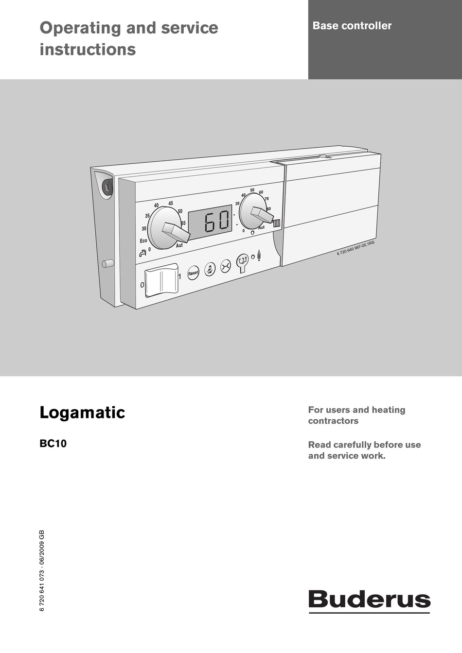 BUDERUS LOGAMATIC BC10 OPERATING AND SERVICE INSTRUCTIONS Pdf Download
