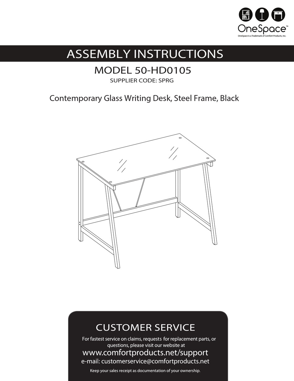 COMFORT PRODUCTS ONESPACE 50 HD0105 ASSEMBLY INSTRUCTIONS MANUAL Pdf   Comfort Products Onespace 50 Hd0105 