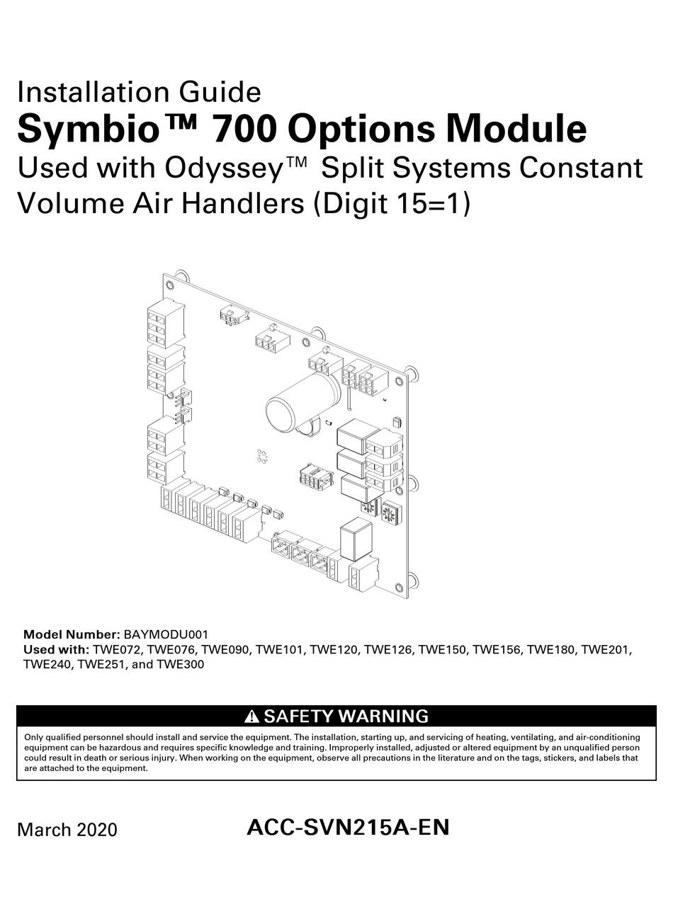 TRANE SYMBIO 700 INSTALLATION MANUAL Pdf Download ManualsLib