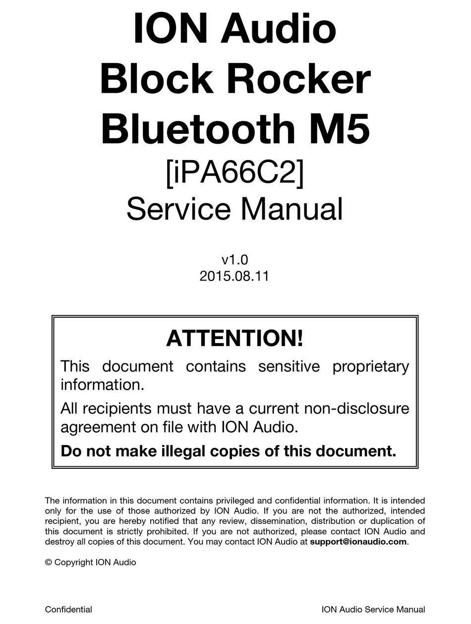 ION BLOCK ROCKER BLUETOOTH M5 SERVICE MANUAL Pdf Download ManualsLib