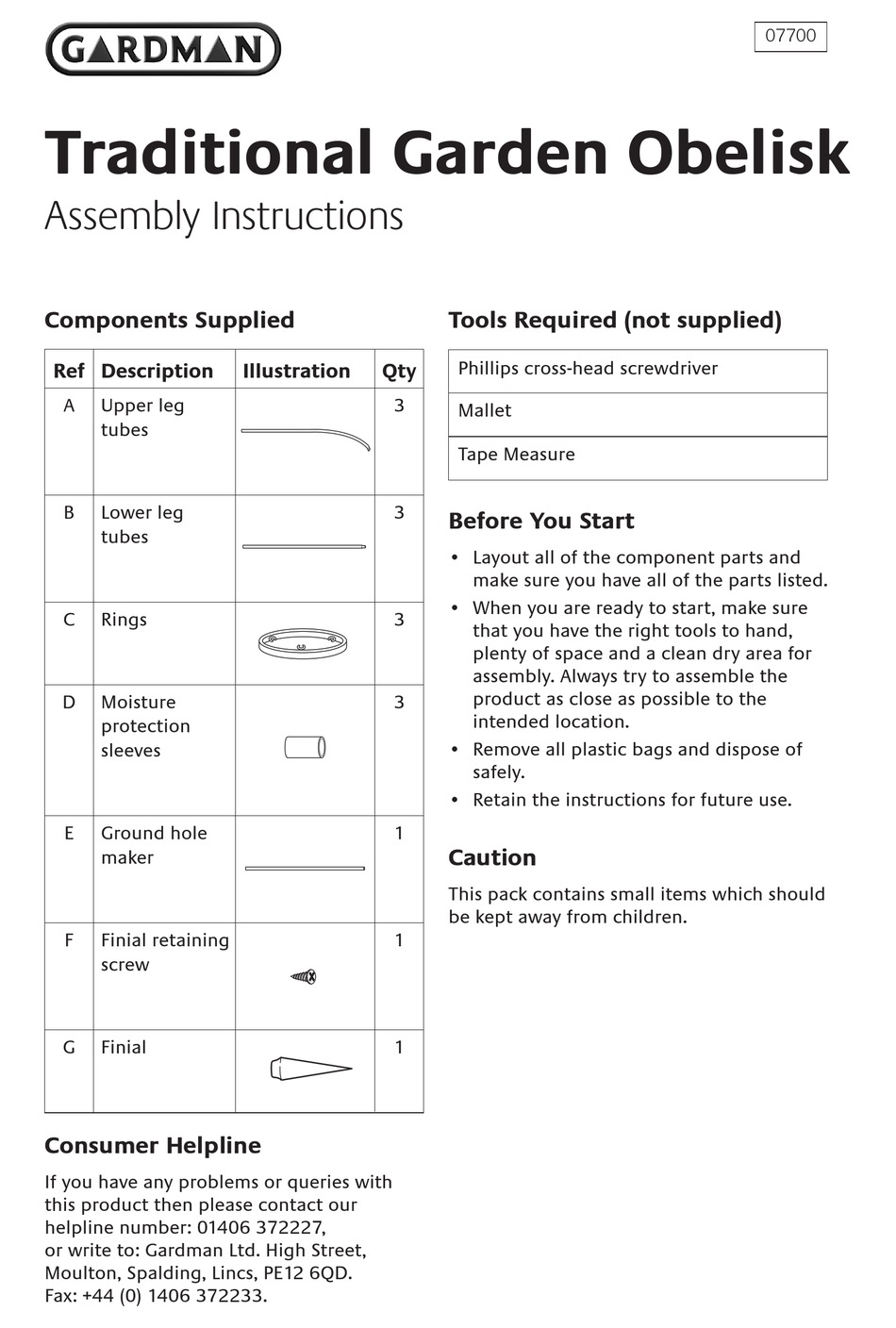 GARDMAN 07700 ASSEMBLY INSTRUCTIONS Pdf Download ManualsLib
