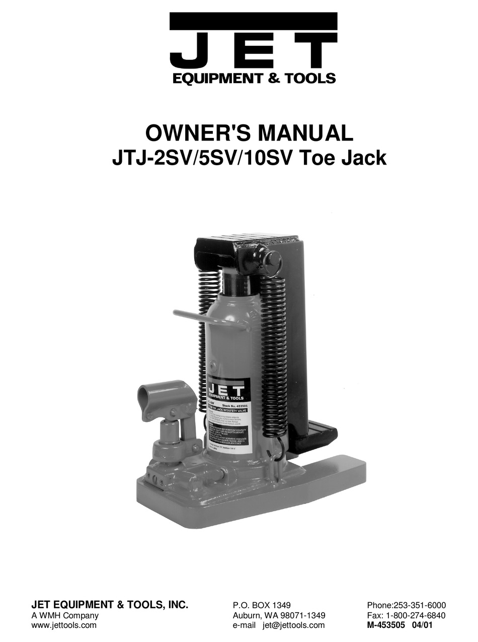 JET EQUIPMENT & TOOLS JTJ2SV OWNER'S MANUAL Pdf Download ManualsLib