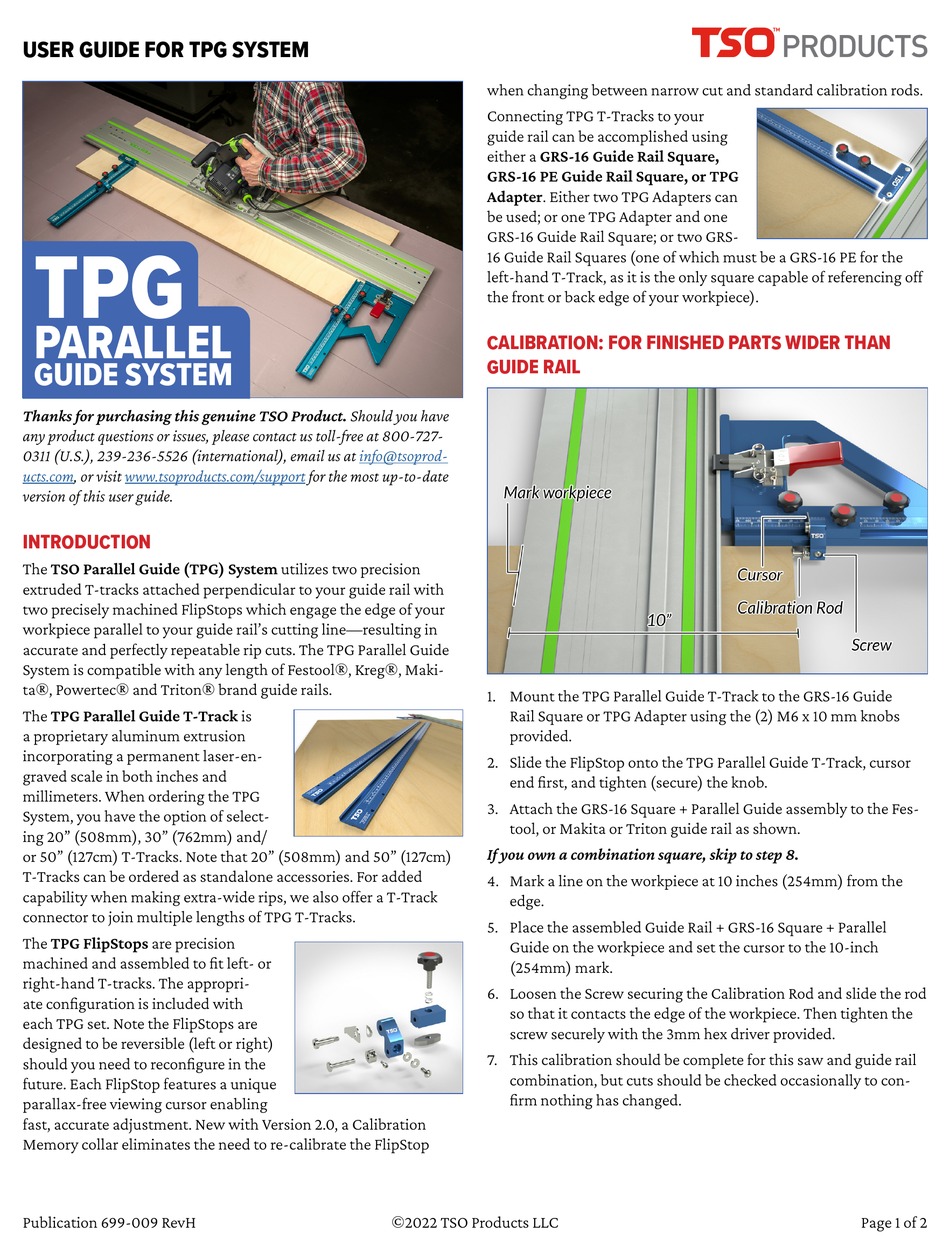 TSO PRODUCTS TPG PARALLEL GUIDE SYSTEM USER MANUAL Pdf Download ...