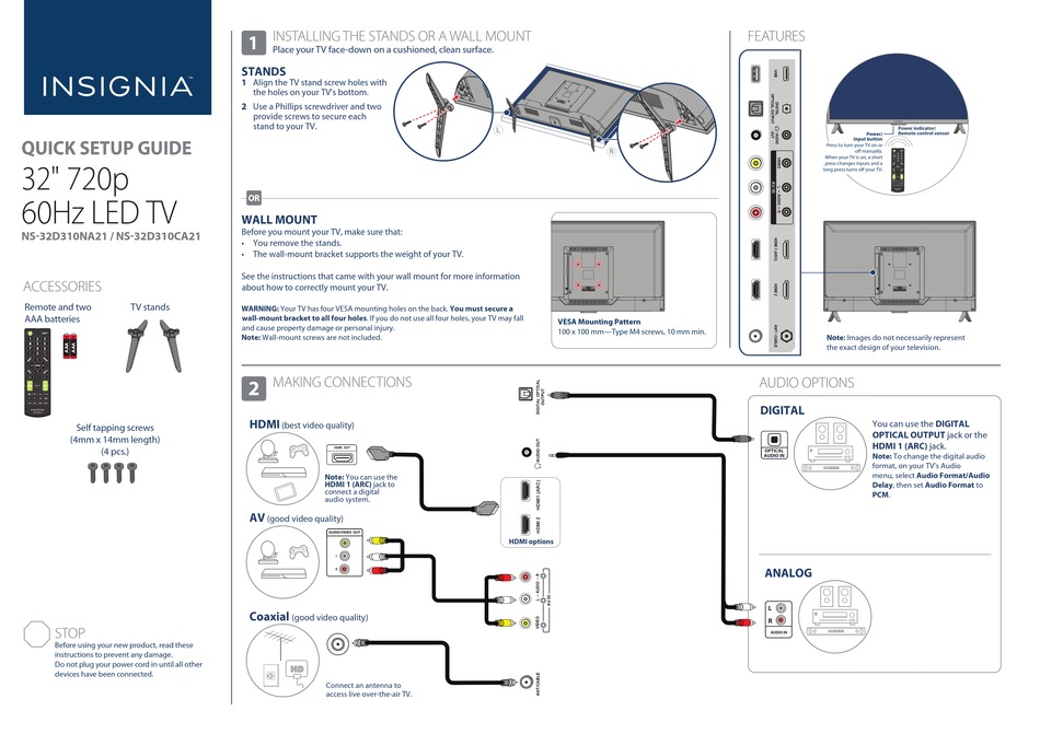 Insignia Ns D Ca Quick Setup Manual Pdf Download Manualslib