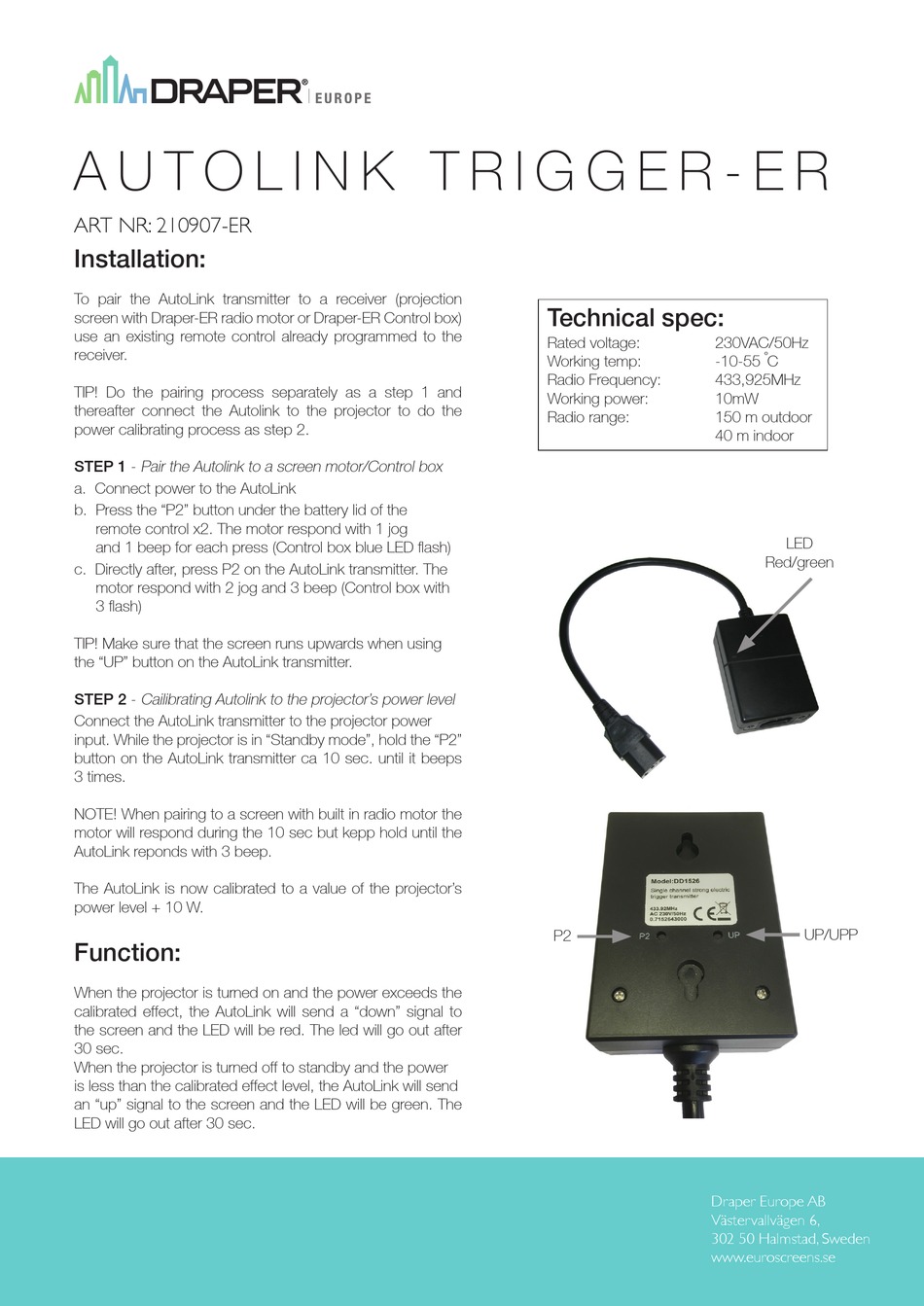 DRAPER AUTOLINK TRIGGERER INSTALLATION Pdf Download ManualsLib