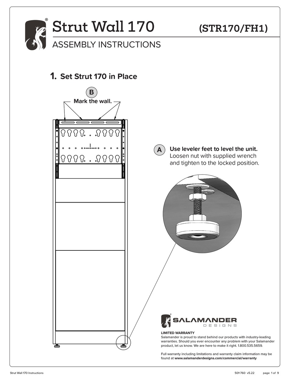 SALAMANDER DESIGNS STRUT WALL 170 ASSEMBLY INSTRUCTIONS MANUAL Pdf ...