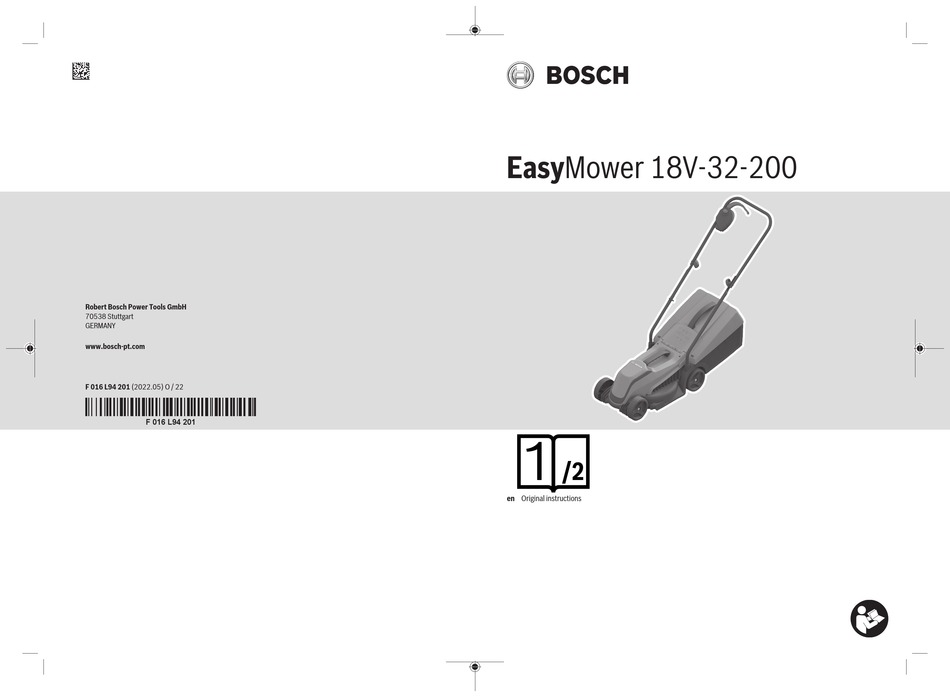 BOSCH EASY MOWER 18V32200 ORIGINAL INSTRUCTIONS MANUAL Pdf Download