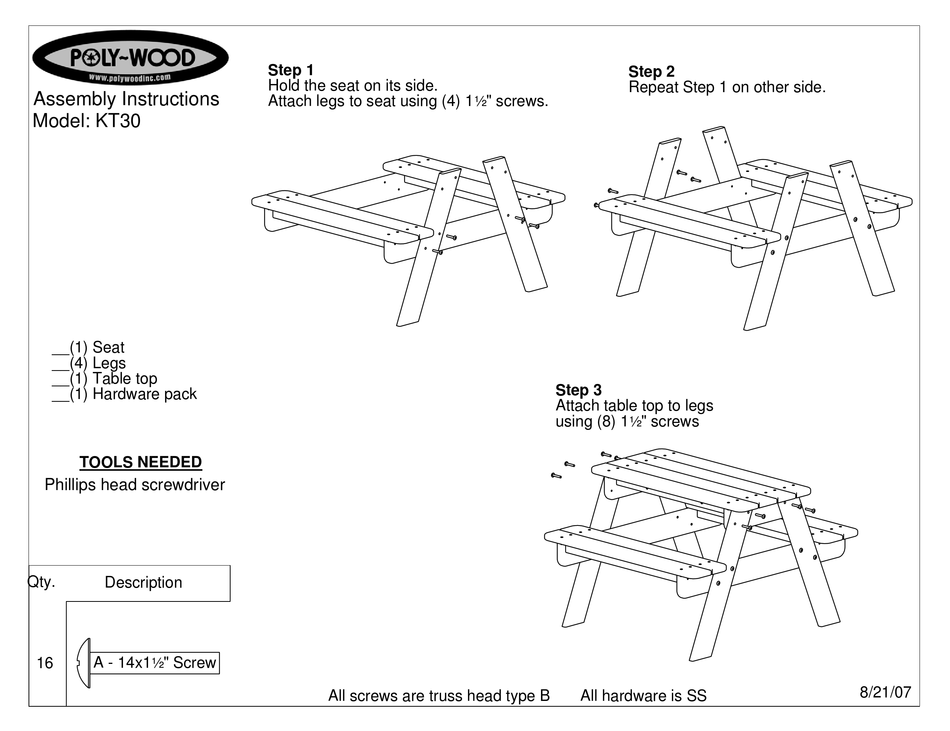 POLY WOOD KT30 ASSEMBLY INSTRUCTIONS Pdf Download ManualsLib poly-wood-kt30-assembly-instructions-pdf-download-manualslib