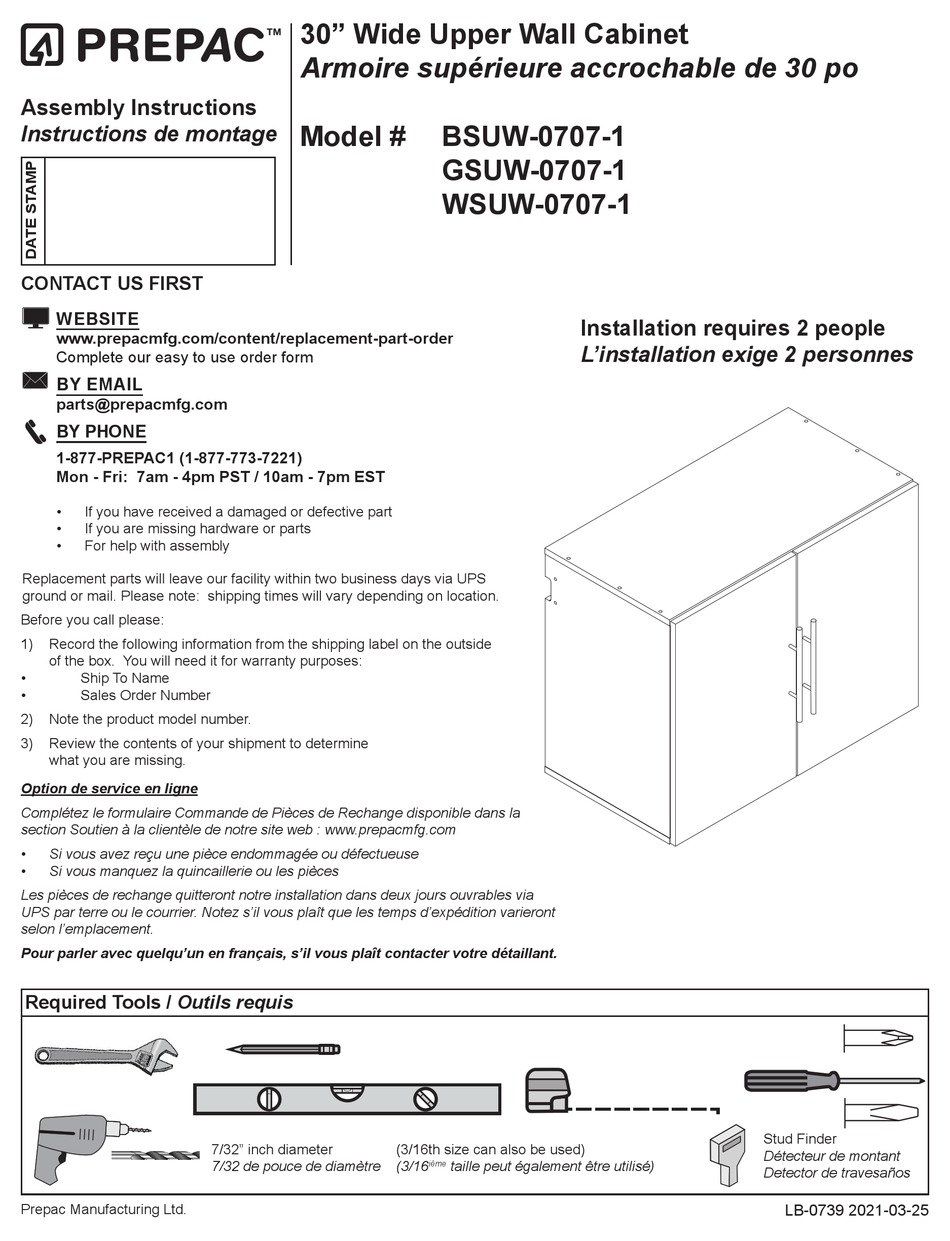 PREPAC BSUW07071 ASSEMBLY INSTRUCTIONS MANUAL Pdf Download ManualsLib