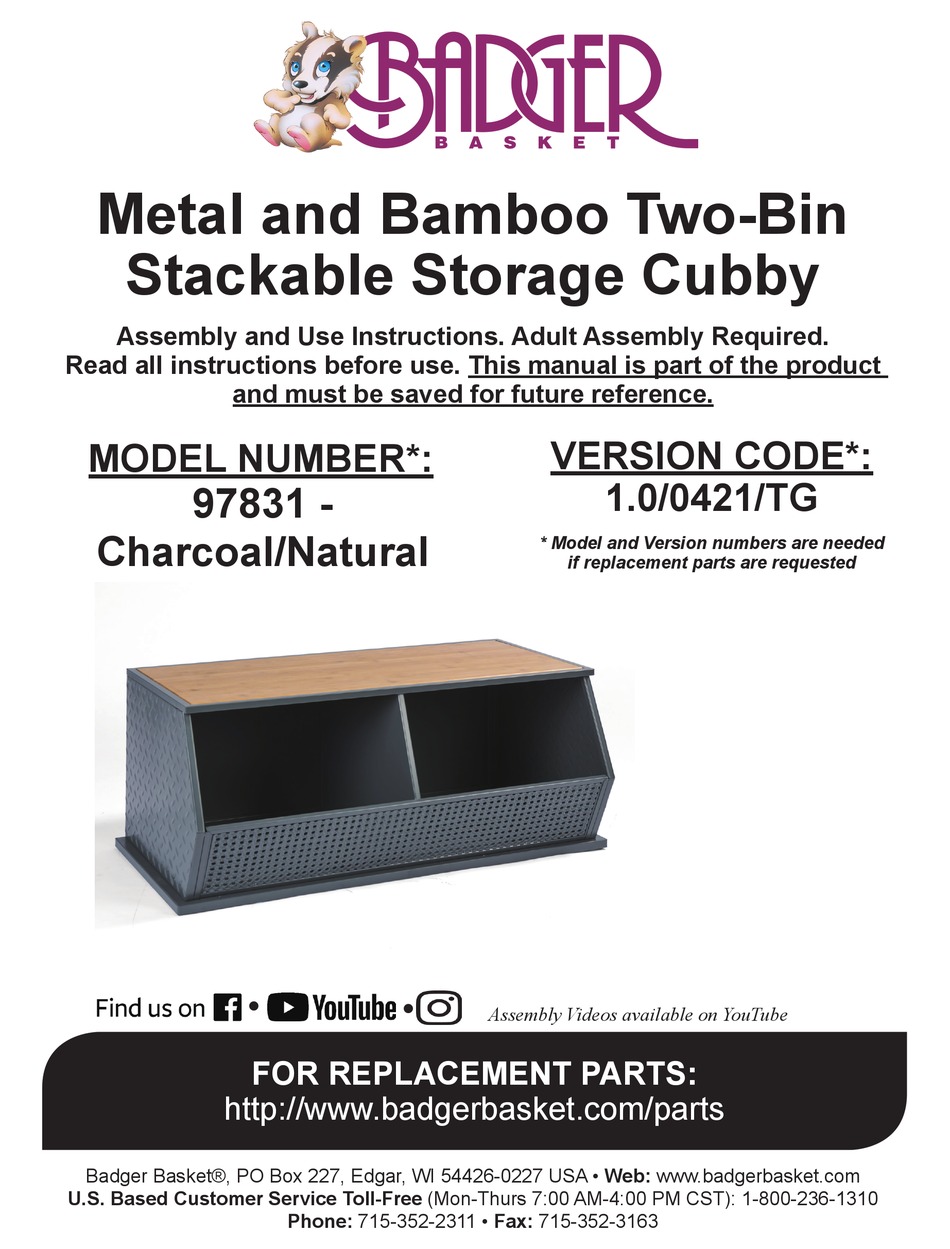 BADGER BASKET 97831 QUICK MANUAL Pdf Download ManualsLib