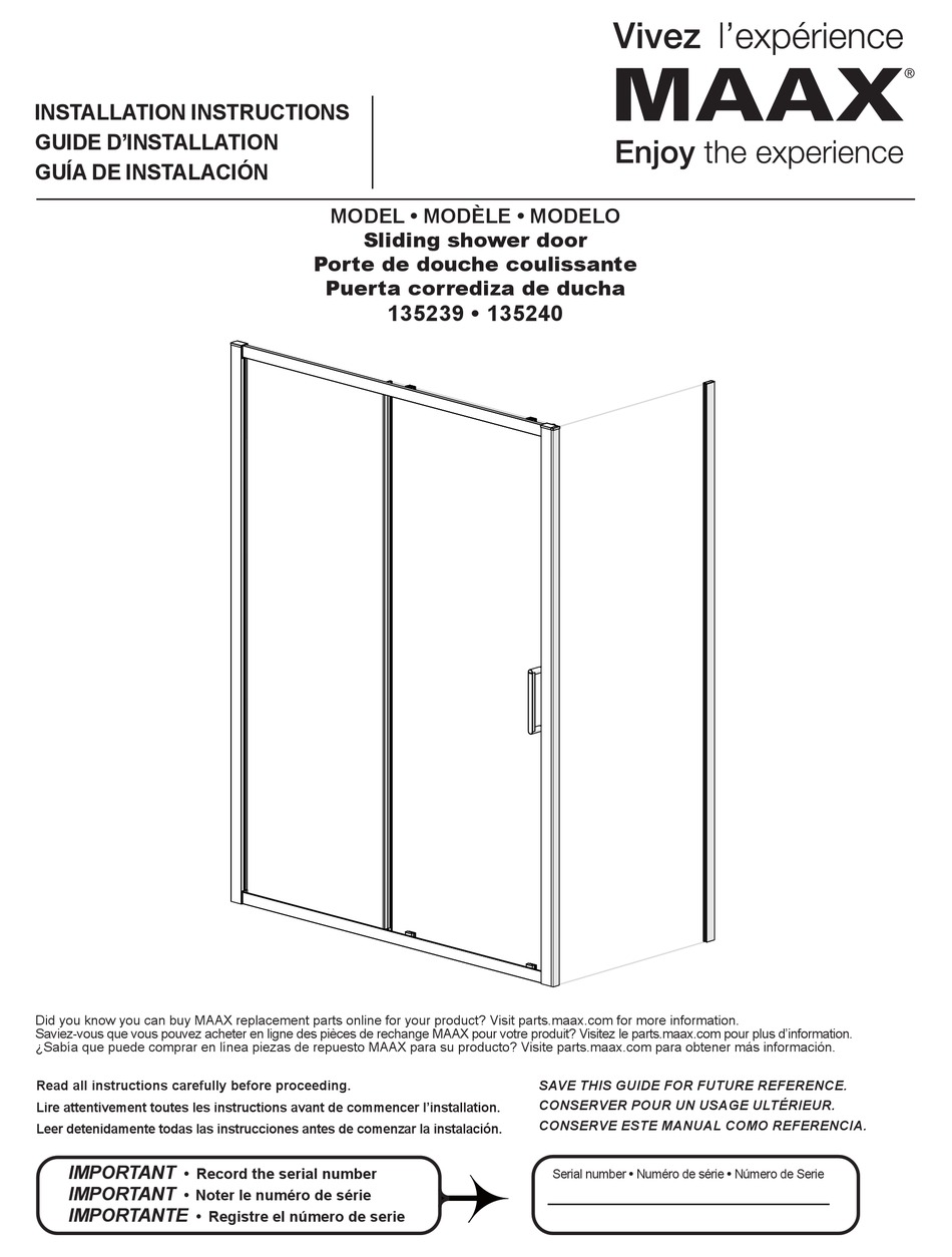 MAAX 135239 INSTALLATION INSTRUCTIONS MANUAL Pdf Download ManualsLib