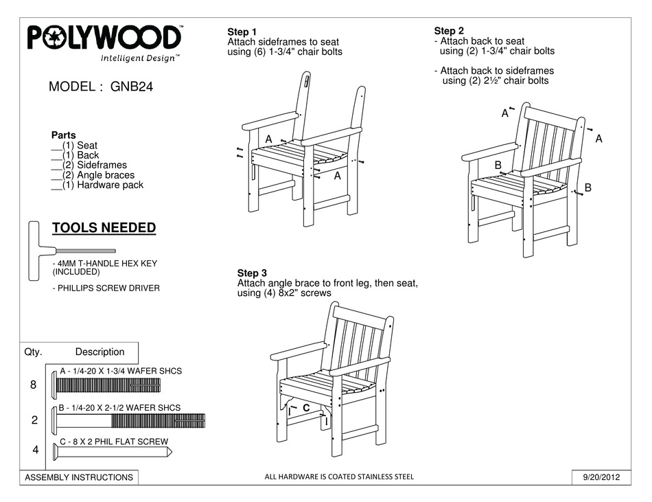 POLYWOOD GNB24 ASSEMBLY Pdf Download ManualsLib