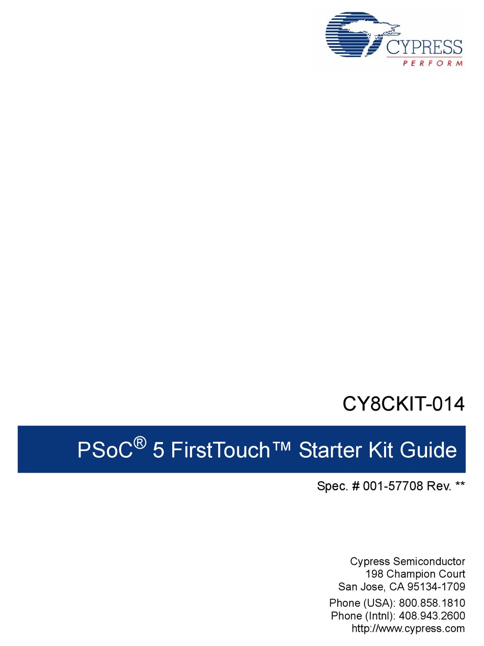 CYPRESS CY8CKIT014 MANUAL Pdf Download ManualsLib
