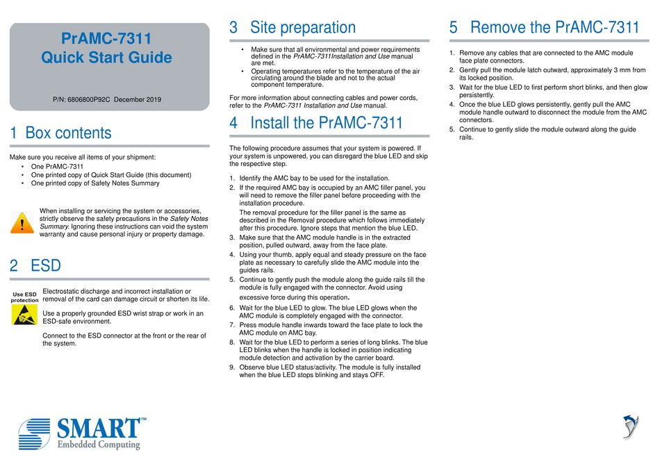 SMART EMBEDDED COMPUTING PRAMC-7311 QUICK START MANUAL Pdf Download ...
