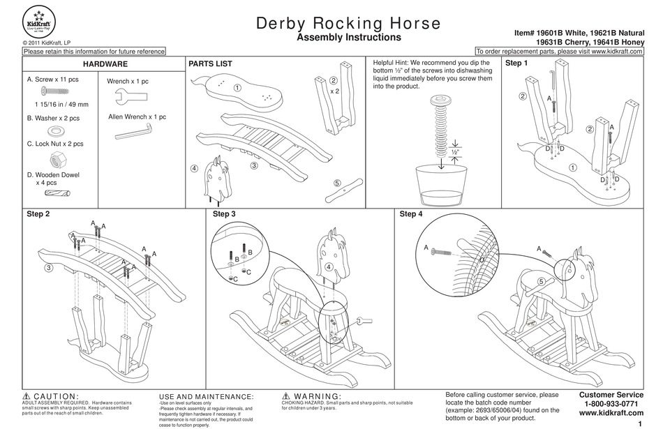 KIDKRAFT DERBY 19601B ASSEMBLY INSTRUCTIONS Pdf Download ManualsLib