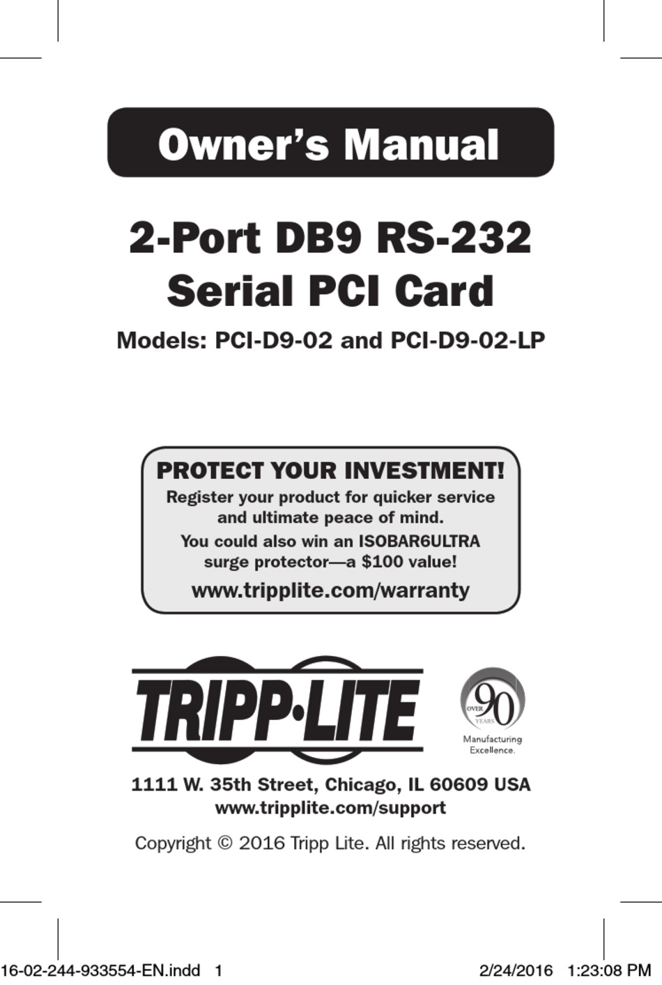 Tripp Lite Pci D9 02 Owners Manual Pdf Download Manualslib