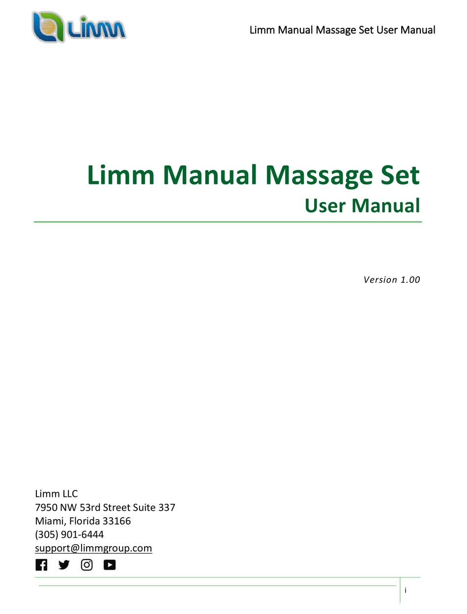 LIMM MANUAL MASSAGE SET USER MANUAL Pdf Download ManualsLib