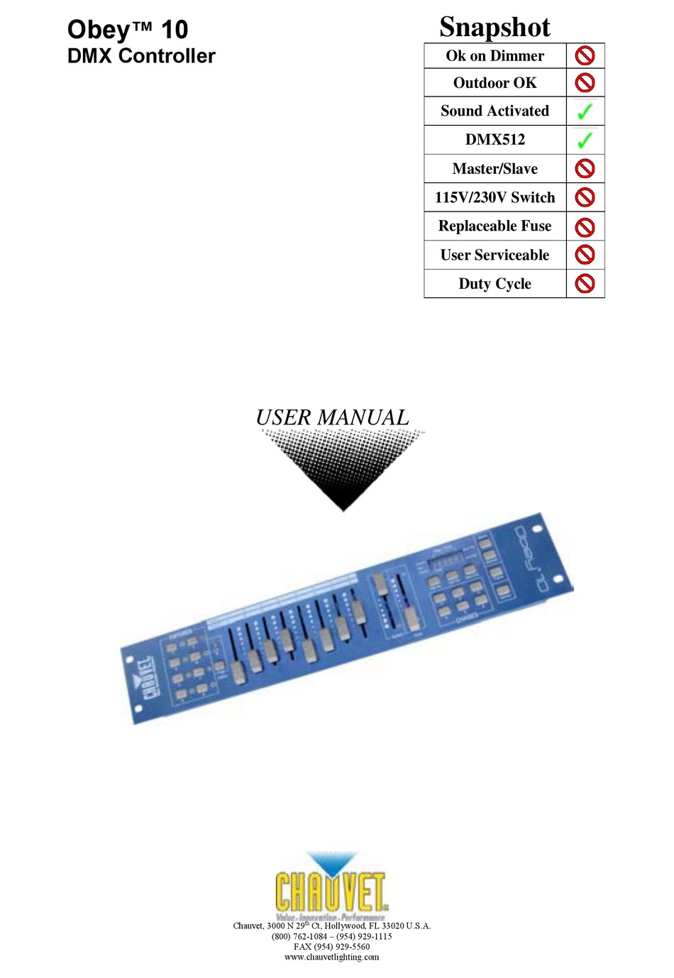 CHAUVET OBEY 10 USER MANUAL Pdf Download ManualsLib