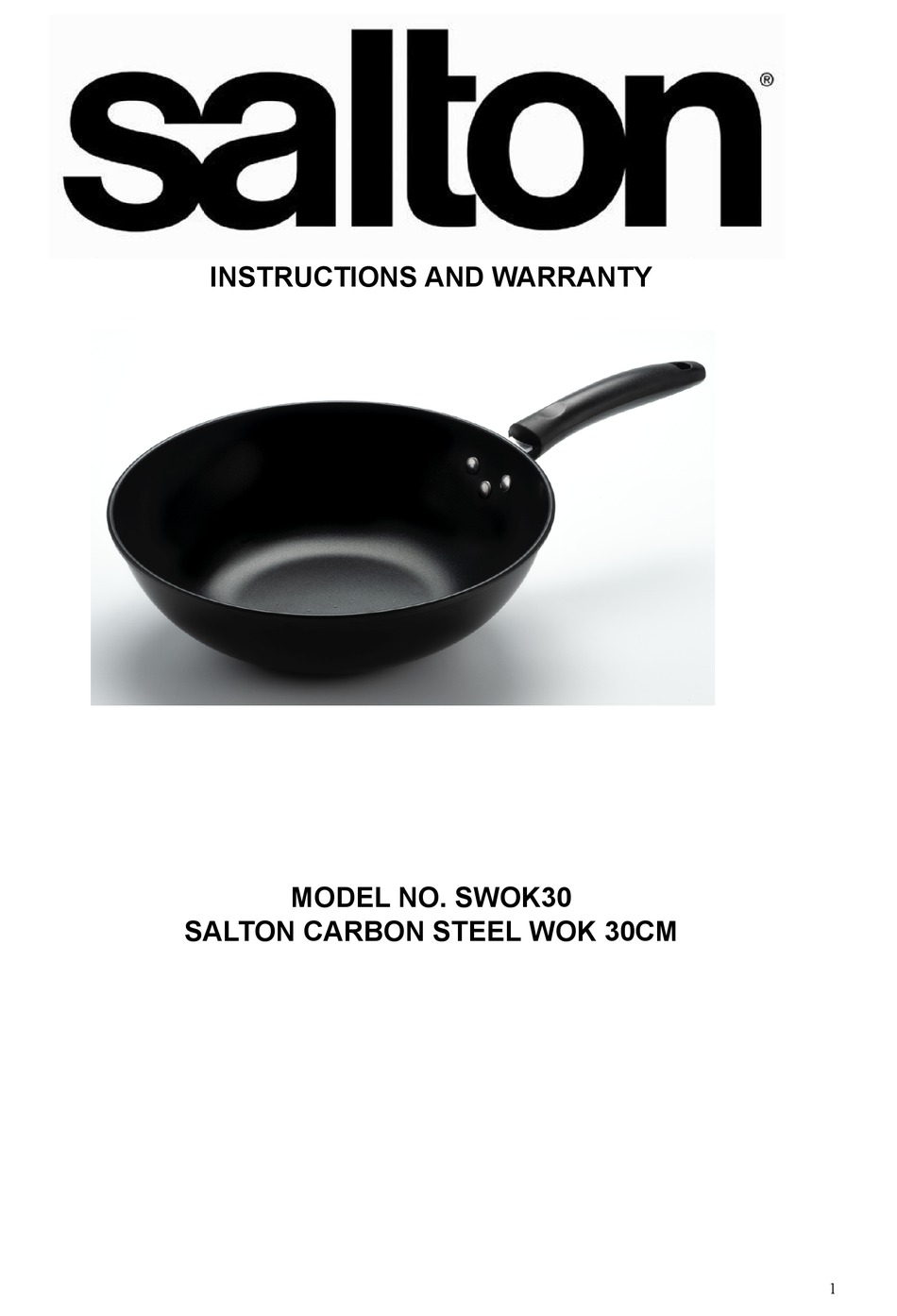 SALTON SWOK30 INSTRUCTIONS AND WARRANTY Pdf Download ManualsLib