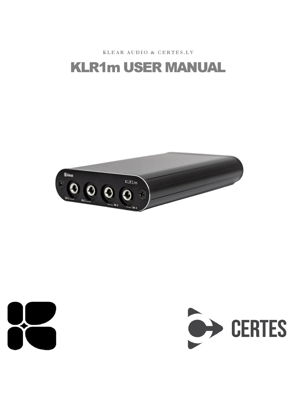 CERTES KLEAR AUDIO KLR1M USER MANUAL Pdf Download ManualsLib