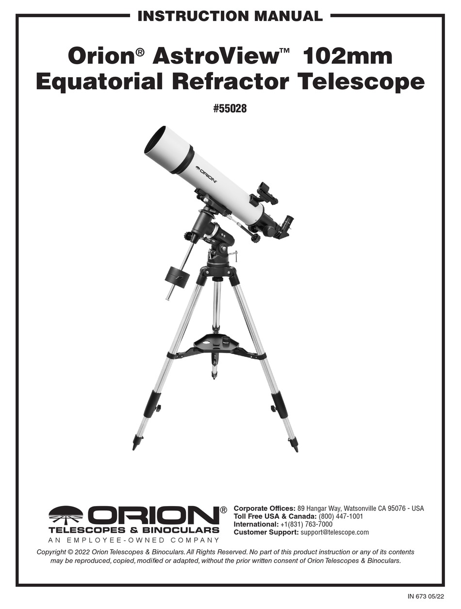 ORION ASTROVIEW 55028 INSTRUCTION MANUAL Pdf Download ManualsLib