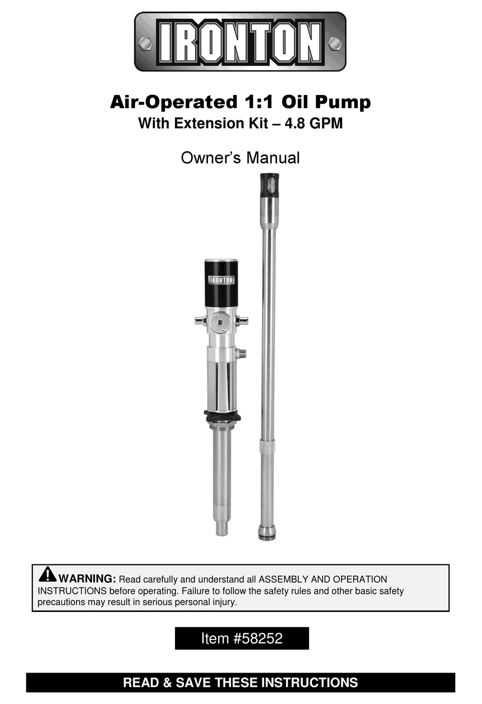 IRONTON 58252 OWNER'S MANUAL Pdf Download ManualsLib