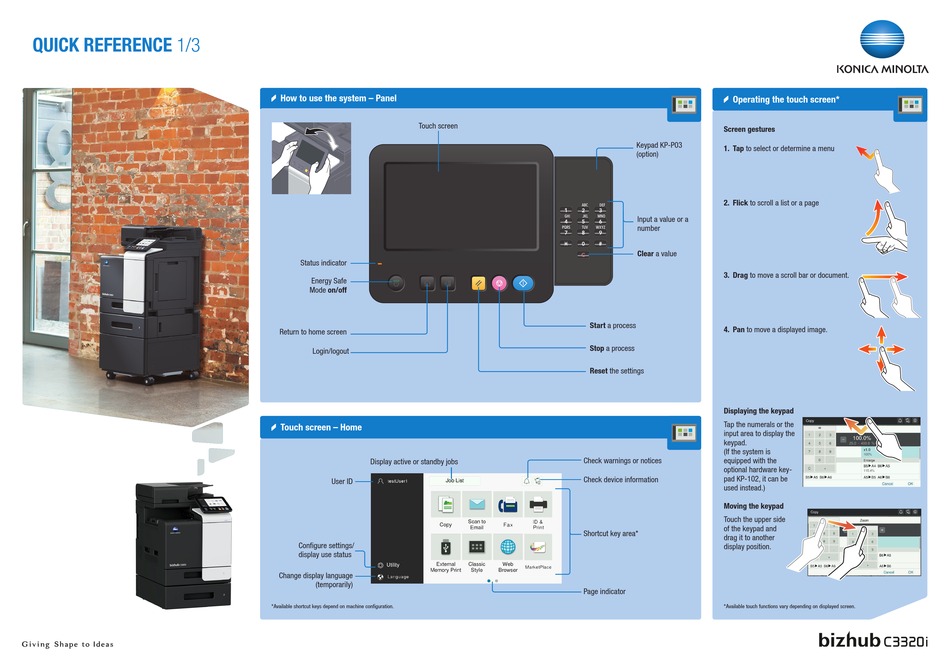 KONICA MINOLTA BIZHUB C3320I QUICK REFERENCE Pdf Download ManualsLib