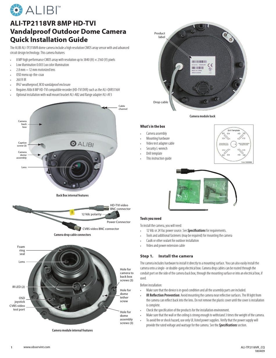 ALIBI ALITP2118VR QUICK INSTALLATION MANUAL Pdf Download ManualsLib